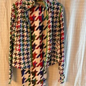 Sassy Jones Multicolor Abstract Jacket and Skirt Set